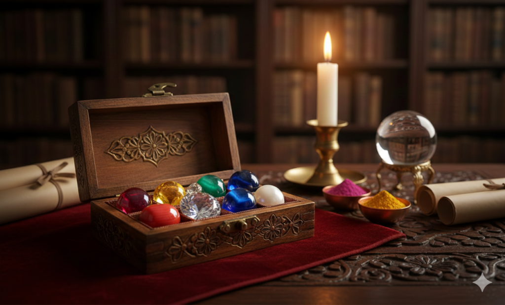 Dr. Munish Sharma recommending lucky gemstones based on Janam Kundli