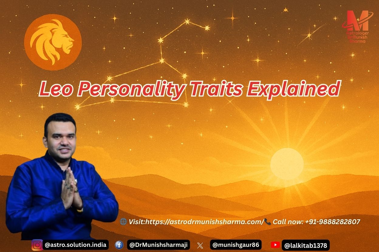 A majestic golden lion standing under a bright, glowing sun, symbolizing the Leo zodiac sign. The background features a cosmic nebula with shimmering stars and the Leo constellation.