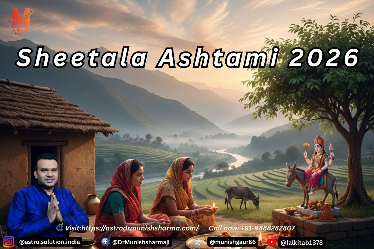 Sheetala Ashtami 2026 Basoda Puja ritual where devotees offer stale food and neem leaves to Goddess Sheetala while keeping the kitchen stove unlit for health and protection.