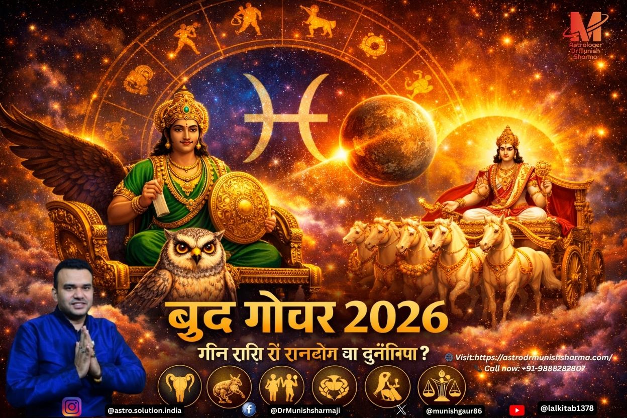बुध गोचर 2026 मीन राशि में प्रवेश करते हुए, नीचभंग राजयोग और बुधादित्य योग का निर्माण