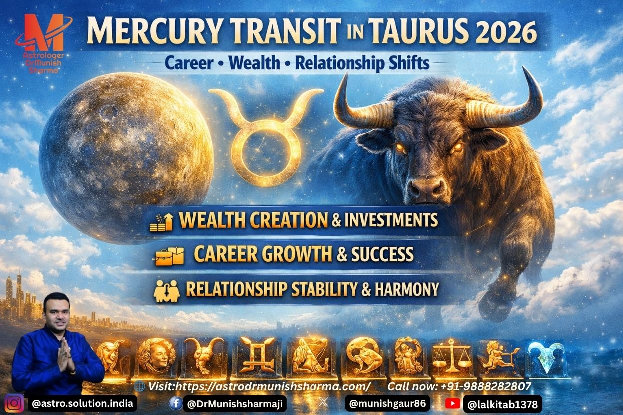 “May 2026 Numerology Horoscope cosmic wheel with zodiac symbols, light sky blue background, bold Hinglish overlay.” “Moolank 5 Mercury month visual – communicator’s avatar figure with cosmic energy and networking motifs.” “Astrology remedies May 2026 – symbolic offerings, meditation, and mantra visuals in cinematic style.”