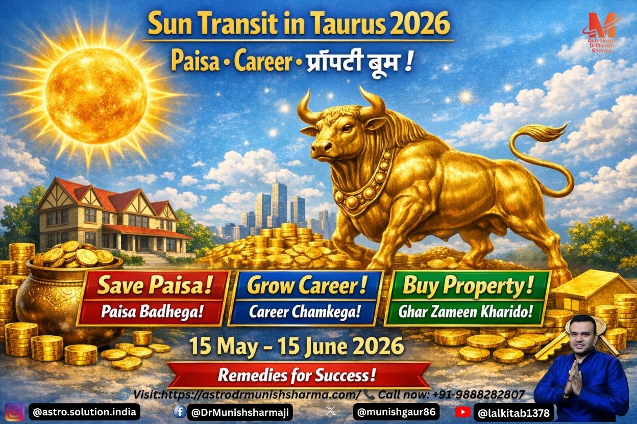 “Sun Transit in Taurus 2026 zodiac visual: golden Sun glyph radiating over Taurus bull symbol, light sky blue cosmic background, wealth and stability motifs.”