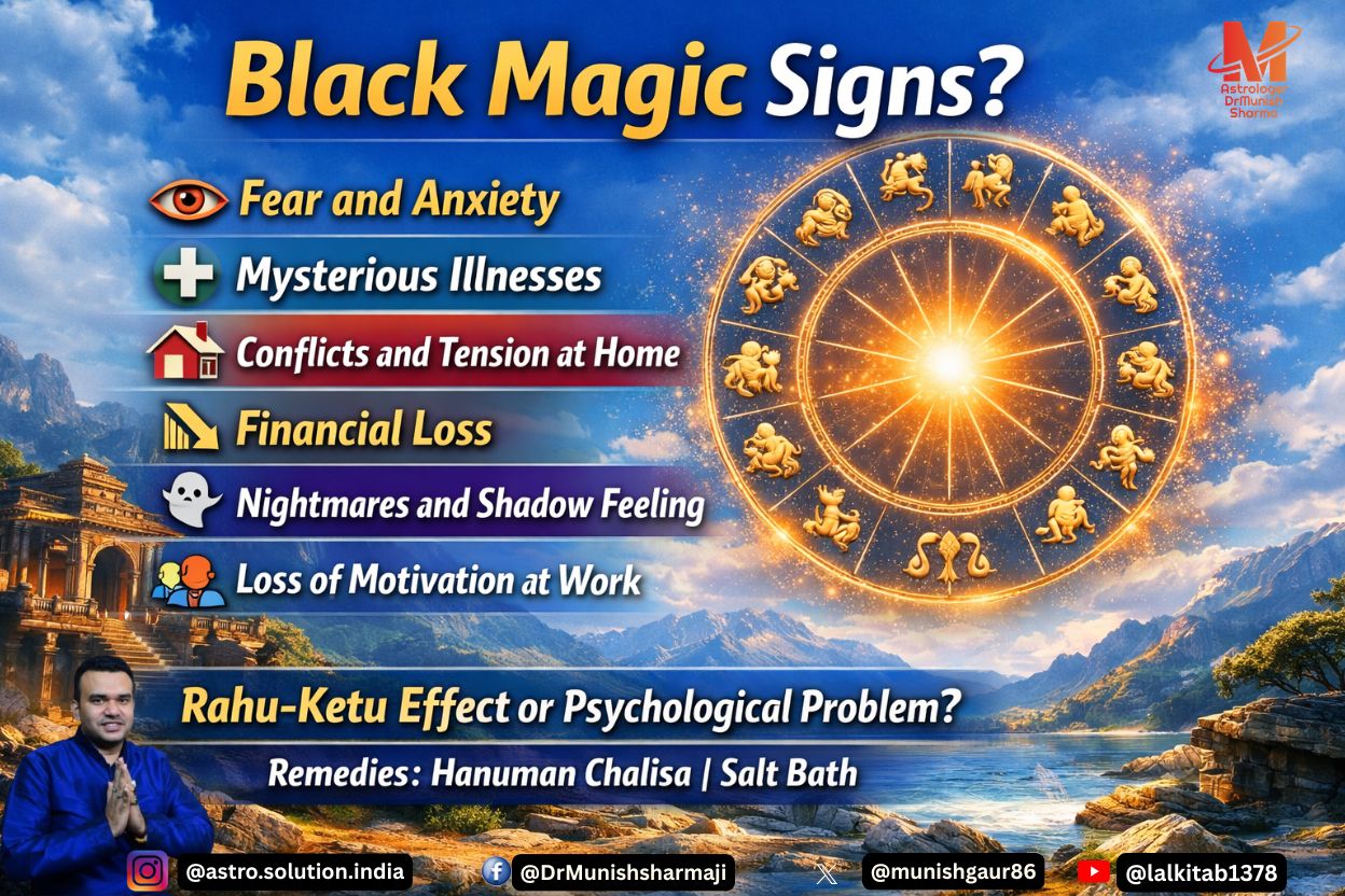 Black Magic Symptoms Astrology: रहस्यमयी संकेत, राहु‑केतु प्रभाव, Negative Energy Remedies Rahu Ketu Negative Effects: Anxiety, Depression, Financial Loss, Evil Eye Astrology Spiritual Protection Remedies: Hanuman Chalisa, Salt Water Aura Cleansing, Camphor Incense