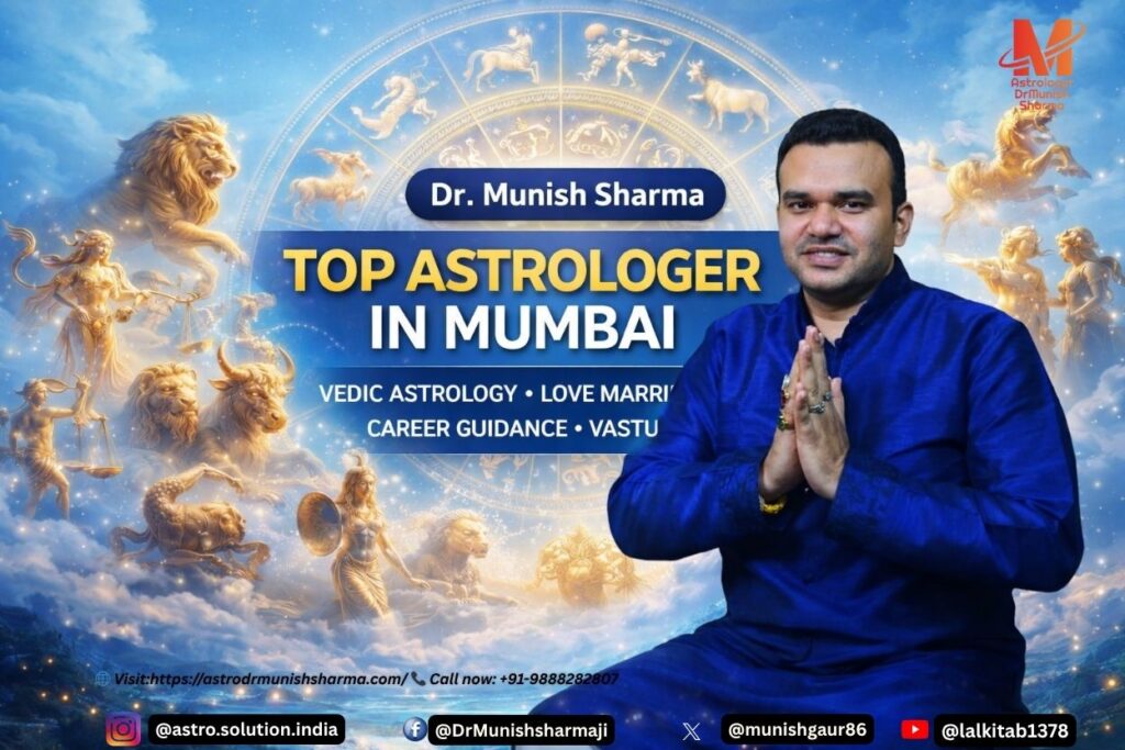 Best astrologer in Mumbai Dr. Munish Sharma 7D cinematic zodiac landscape
