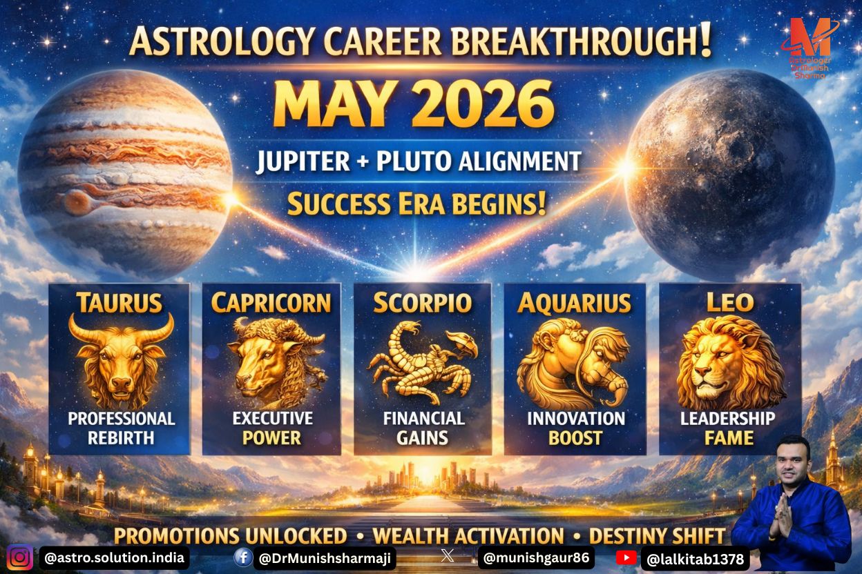 Jupiter–Pluto May 2026 career breakthrough for Taurus, Capricorn, Scorpio, Aquarius, and Leo.