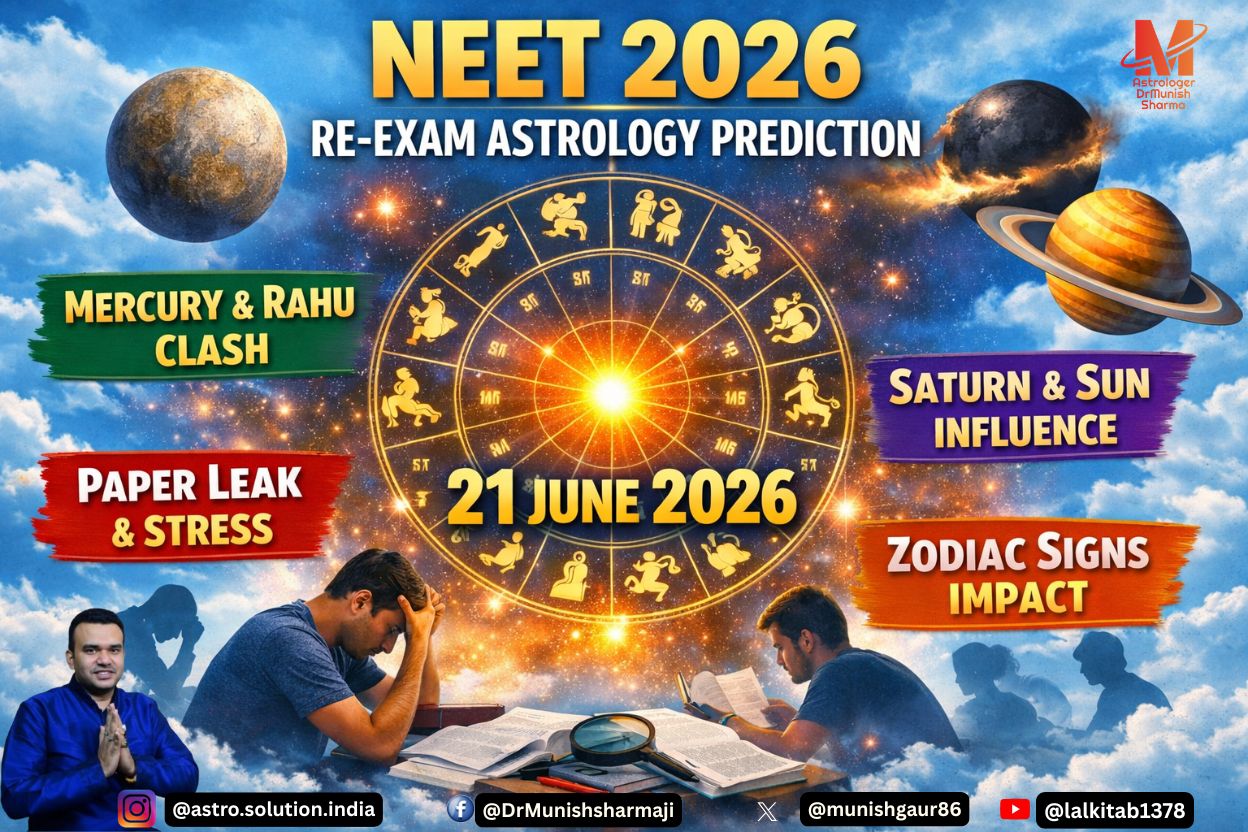 NEET 2026 Re-Exam Astrology Prediction, Planetary Alignment June 21, Rahu Mercury Effect, Paper Leak Controversy, Zodiac Signs Impact