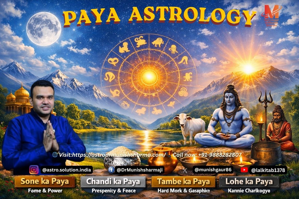 Gold Paya Visual: 7D cinematic image with Indian zodiac motifs, light sky blue background, bold Hinglish text – सोने का पाया (Gold Paya) representing fame and power. Silver Paya Visual: Realistic landscape with zodiac signs, soothing sky blue tones, bold Hinglish overlay – चांदी का पाया (Silver Paya) symbolizing prosperity and peace. Copper Paya Visual: Cinematic astrology design, copper aura, bold Hinglish text – तांबे का पाया (Copper Paya) showing hard work and practical success. Iron Paya Visual: Dark sky blue background with zodiac motifs, bold Hinglish text – लोहे का पाया (Iron Paya) reflecting karmic struggles and transformation.