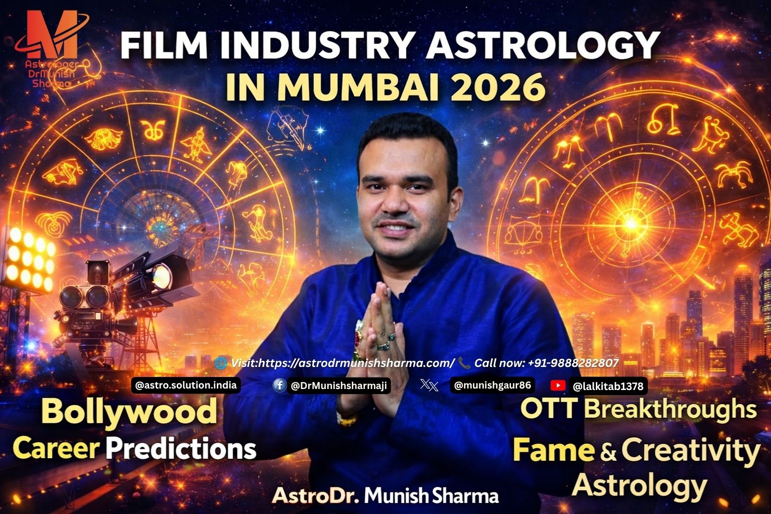 Film Industry Astrology Mumbai – Bollywood career prediction, acting success, OTT fame, and zodiac destiny consultation. Bollywood Stardom Horoscope – Unlock acting talent, Netflix breakthroughs, and fame yoga astrology. Astrology for Actors Directors – Vedic chart analysis for film industry success, creative genius, and career clarity.