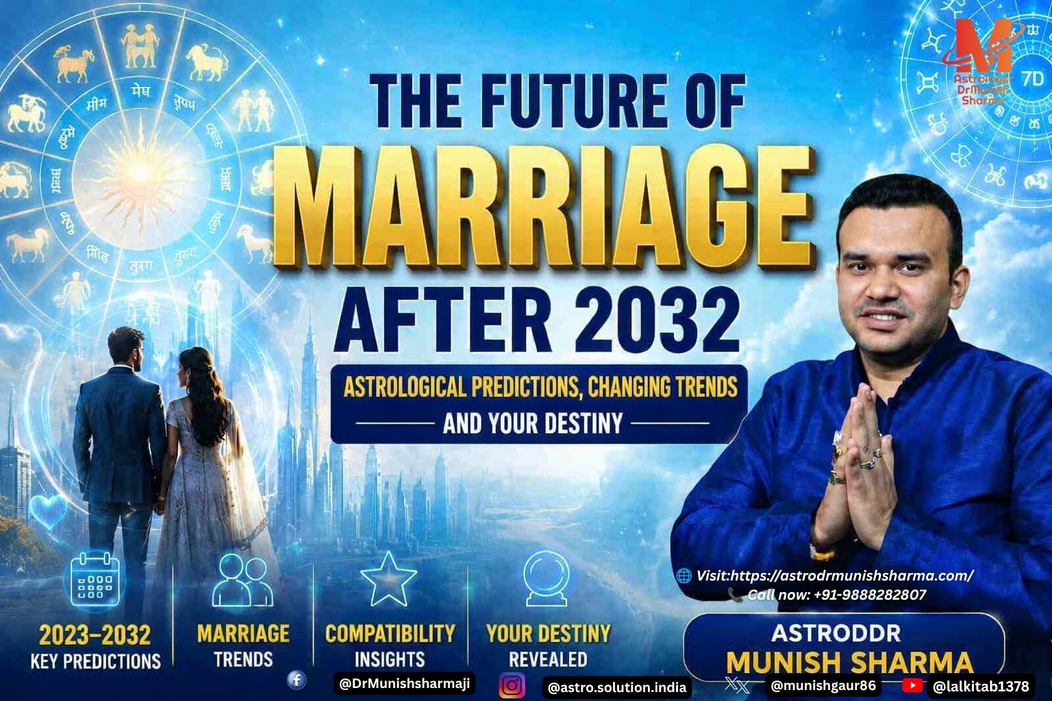 "Future of marriage astrology 2032, delayed marriage trends, Gen Z Gen Alpha commitment, Vedic horoscope compatibility, AI virtual relationships, cross‑cultural unions, planetary transits love predictions" "Astrological predictions for marriage after 2032, Uranus Pluto Saturn influence, late marriage yog, spiritual fellowship, modern relationship astrology, horoscope match Chandigarh, career astrology impact on marriage"