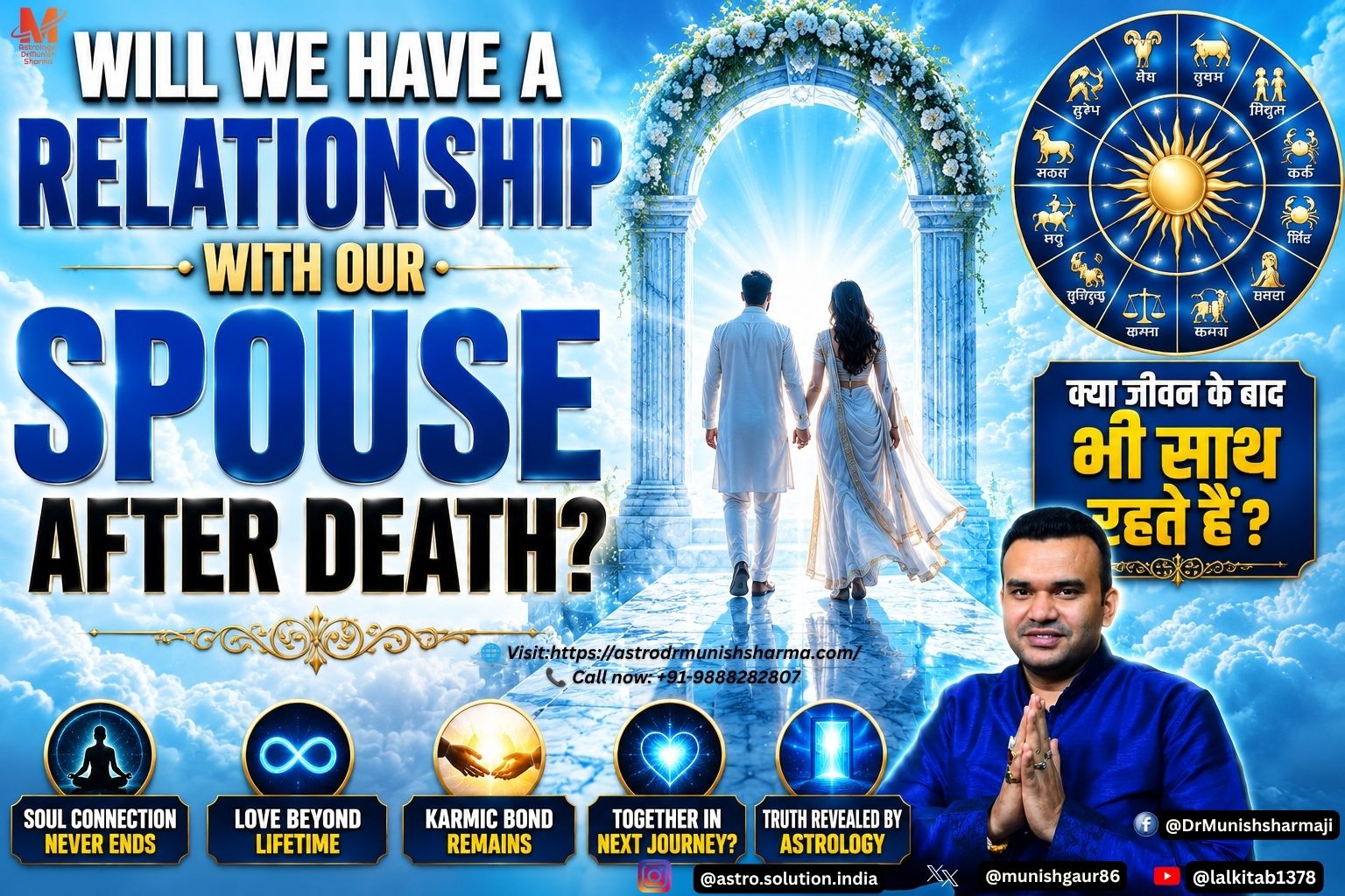 Eternal Love After Death: “Cinematic zodiac visual showing eternal soulmate connection, Rahu Ketu karmic bond, Vedic astrology chart, astral reunion of husband and wife.” Soulmate Karmic Bond: “Astrology inspired cosmic artwork with Moon, Venus, seventh house marriage symbol, karmic soulmate reunion beyond death.” Afterlife Spiritual Union: “Vedic astrology depiction of astral realms, moksha twelfth house, divine love vibration, eternal marriage bond.”